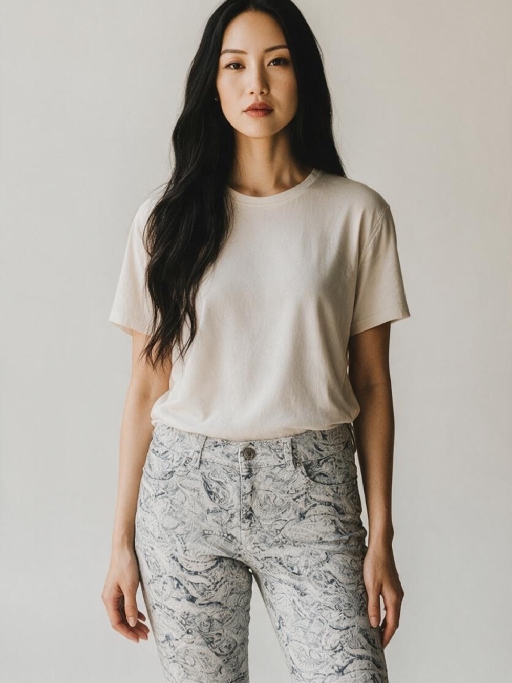 Classic Cream Crewneck Tee - Women